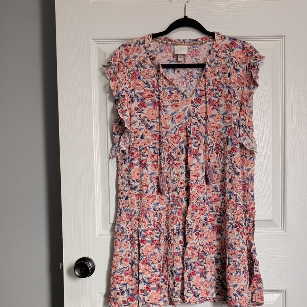 Knox Rose Multicolor Floral Dress with Ruffle Sleeves